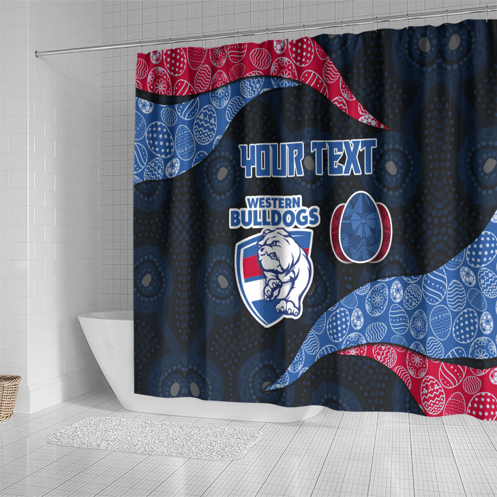 Personalized Western Bulldogs Football Shower Curtain Easter Egg Pattern Red Blue Tribal Dot Art Style