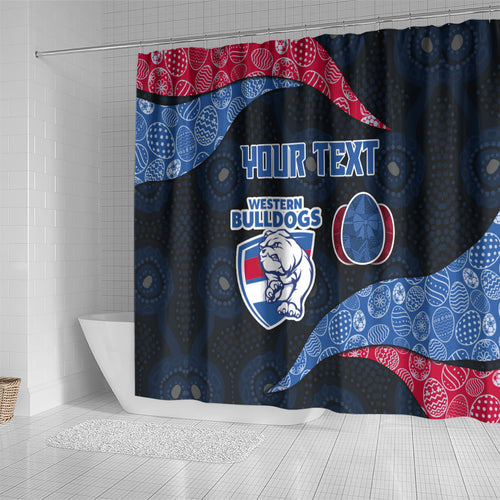Personalized Western Bulldogs Football Shower Curtain Easter Egg Pattern Red Blue Tribal Dot Art Style