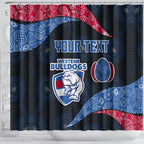Personalized Western Bulldogs Football Shower Curtain Easter Egg Pattern Red Blue Tribal Dot Art Style