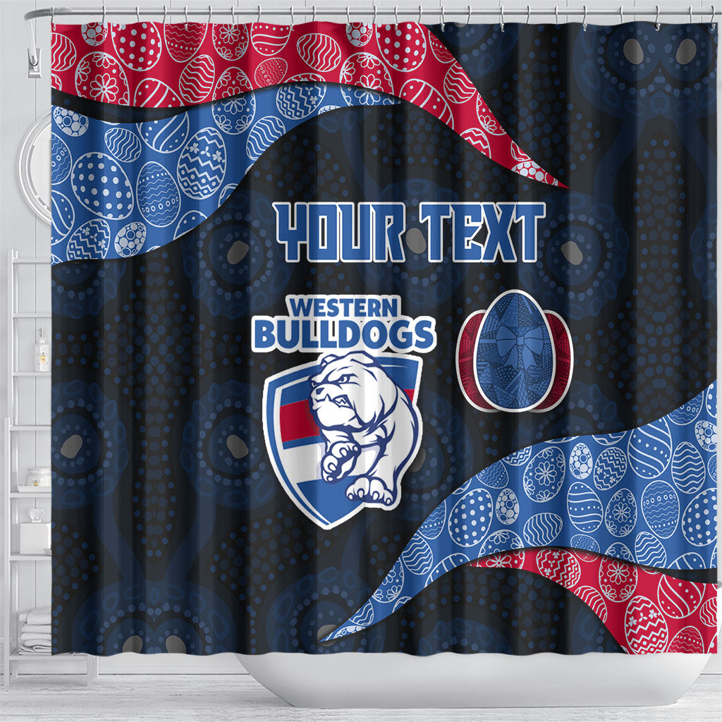 Personalized Western Bulldogs Football Shower Curtain Easter Egg Pattern Red Blue Tribal Dot Art Style
