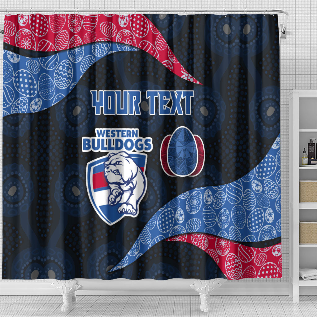 Personalized Western Bulldogs Football Shower Curtain Easter Egg Pattern Red Blue Tribal Dot Art Style