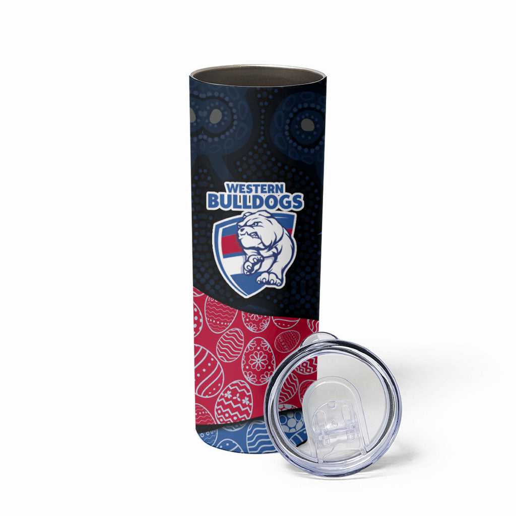 Personalized Western Bulldogs Football Skinny Tumbler Easter Egg Pattern Red Blue Tribal Dot Art Style