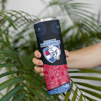 Personalized Western Bulldogs Football Skinny Tumbler Easter Egg Pattern Red Blue Tribal Dot Art Style