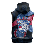 Personalized Western Bulldogs Football Sleeveless Hoodie Easter Egg Pattern Red Blue Tribal Dot Art Style