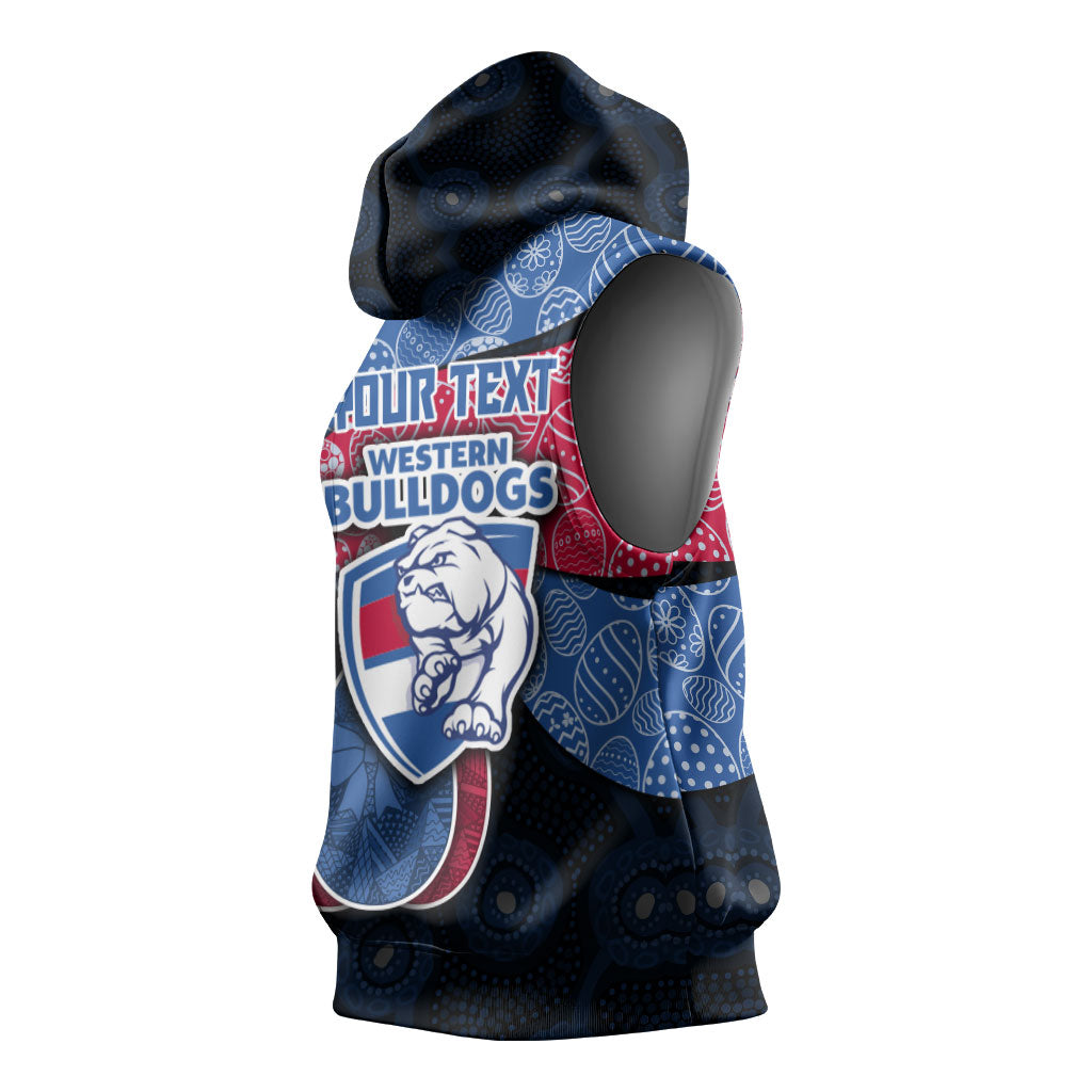Personalized Western Bulldogs Football Sleeveless Hoodie Easter Egg Pattern Red Blue Tribal Dot Art Style