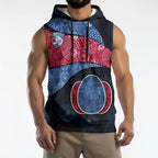 Personalized Western Bulldogs Football Sleeveless Hoodie Easter Egg Pattern Red Blue Tribal Dot Art Style