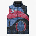 Personalized Western Bulldogs Football Sleeveless Puffer Jacket Easter Egg Pattern Red Blue Tribal Dot Art Style