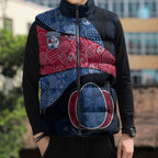 Personalized Western Bulldogs Football Sleeveless Puffer Jacket Easter Egg Pattern Red Blue Tribal Dot Art Style