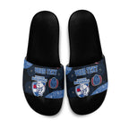 Personalized Western Bulldogs Football Slide Sandals Easter Egg Pattern Red Blue Tribal Dot Art Style