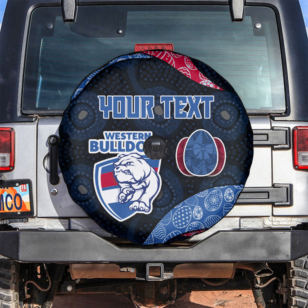 Personalized Western Bulldogs Football Spare Tire Cover Easter Egg Pattern Red Blue Tribal Dot Art Style