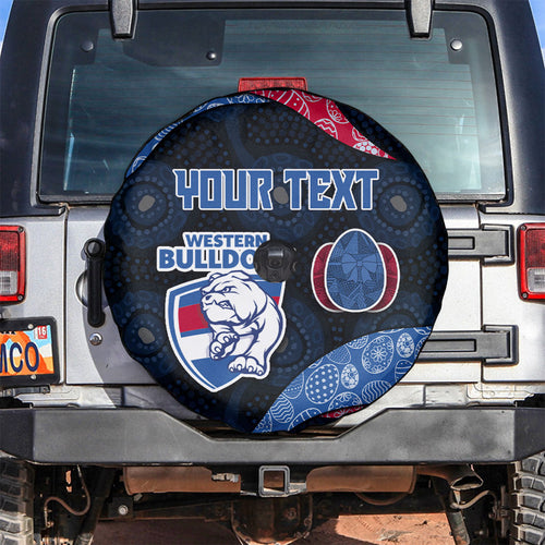 Personalized Western Bulldogs Football Spare Tire Cover Easter Egg Pattern Red Blue Tribal Dot Art Style