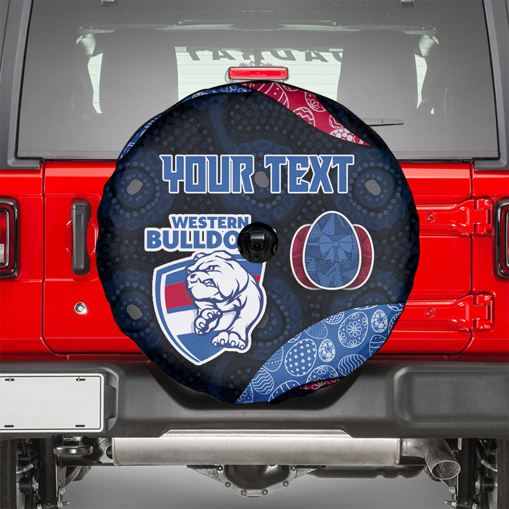 Personalized Western Bulldogs Football Spare Tire Cover Easter Egg Pattern Red Blue Tribal Dot Art Style