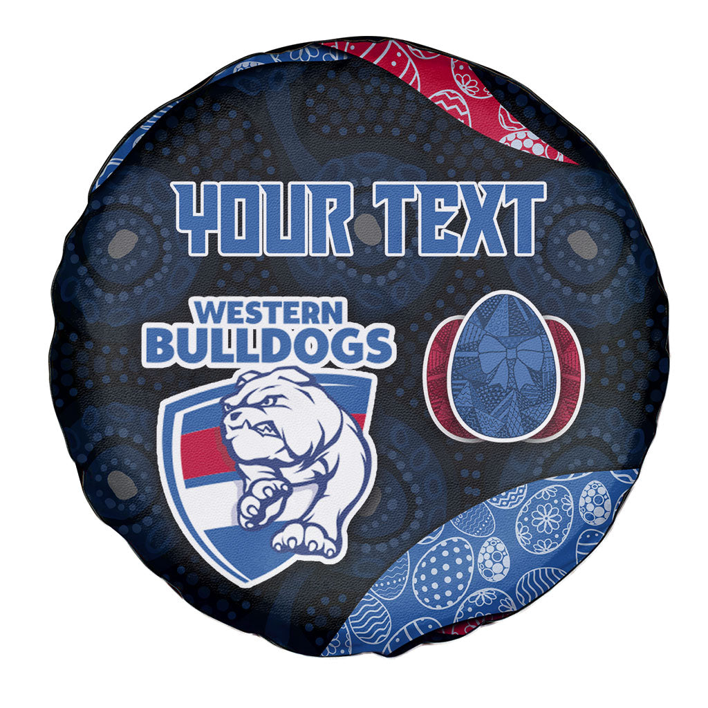 Personalized Western Bulldogs Football Spare Tire Cover Easter Egg Pattern Red Blue Tribal Dot Art Style