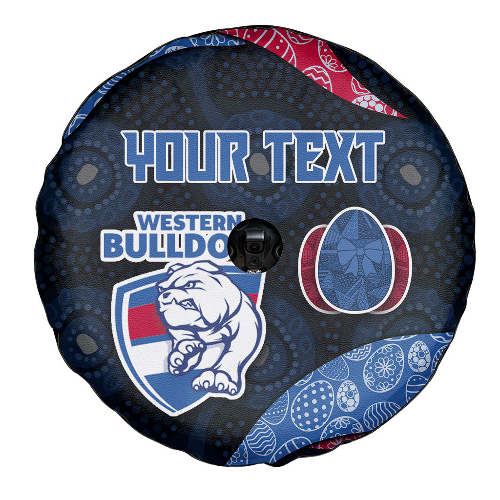 Personalized Western Bulldogs Football Spare Tire Cover Easter Egg Pattern Red Blue Tribal Dot Art Style
