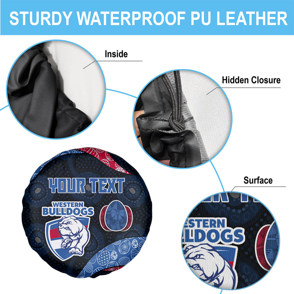 Personalized Western Bulldogs Football Spare Tire Cover Easter Egg Pattern Red Blue Tribal Dot Art Style