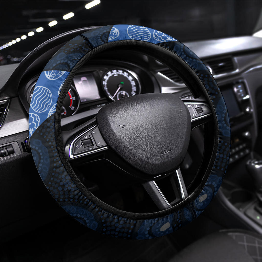 Western Bulldogs Football Steering Wheel Cover Easter Egg Pattern Red Blue Tribal Dot Art Style