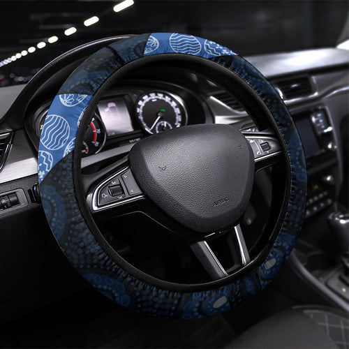 Western Bulldogs Football Steering Wheel Cover Easter Egg Pattern Red Blue Tribal Dot Art Style