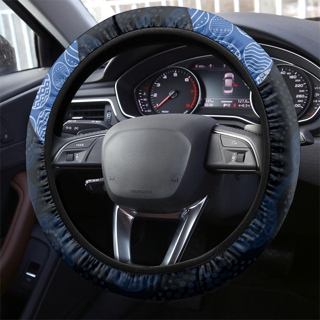 Western Bulldogs Football Steering Wheel Cover Easter Egg Pattern Red Blue Tribal Dot Art Style