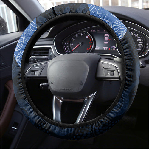 Western Bulldogs Football Steering Wheel Cover Easter Egg Pattern Red Blue Tribal Dot Art Style