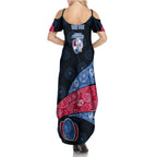 Personalized Western Bulldogs Football Summer Maxi Dress Easter Egg Pattern Red Blue Tribal Dot Art Style
