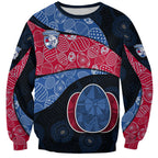 Personalized Western Bulldogs Football Sweatshirt Easter Egg Pattern Red Blue Tribal Dot Art Style