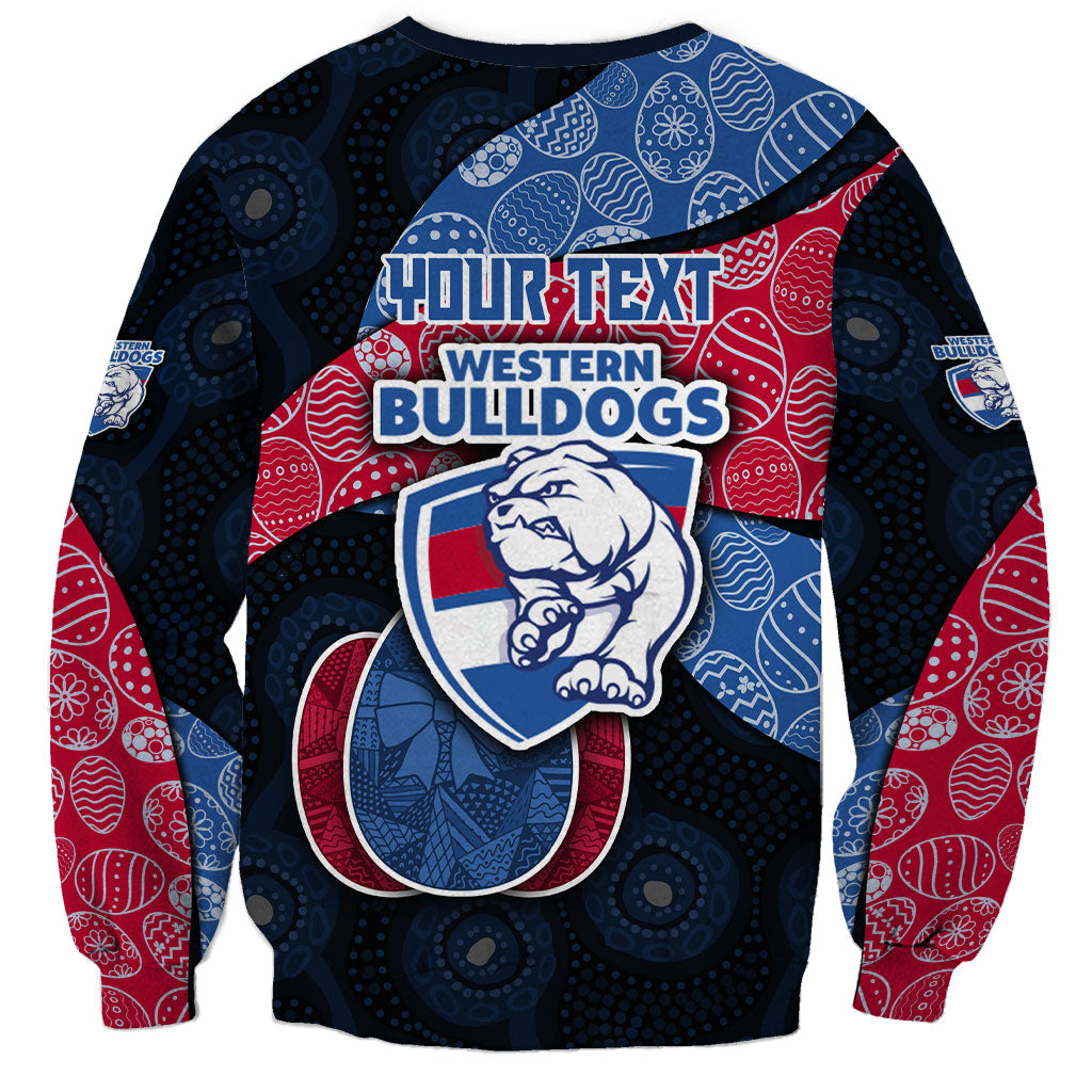 Personalized Western Bulldogs Football Sweatshirt Easter Egg Pattern Red Blue Tribal Dot Art Style