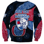 Personalized Western Bulldogs Football Sweatshirt Easter Egg Pattern Red Blue Tribal Dot Art Style