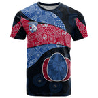 Personalized Western Bulldogs Football T Shirt Easter Egg Pattern Red Blue Tribal Dot Art Style