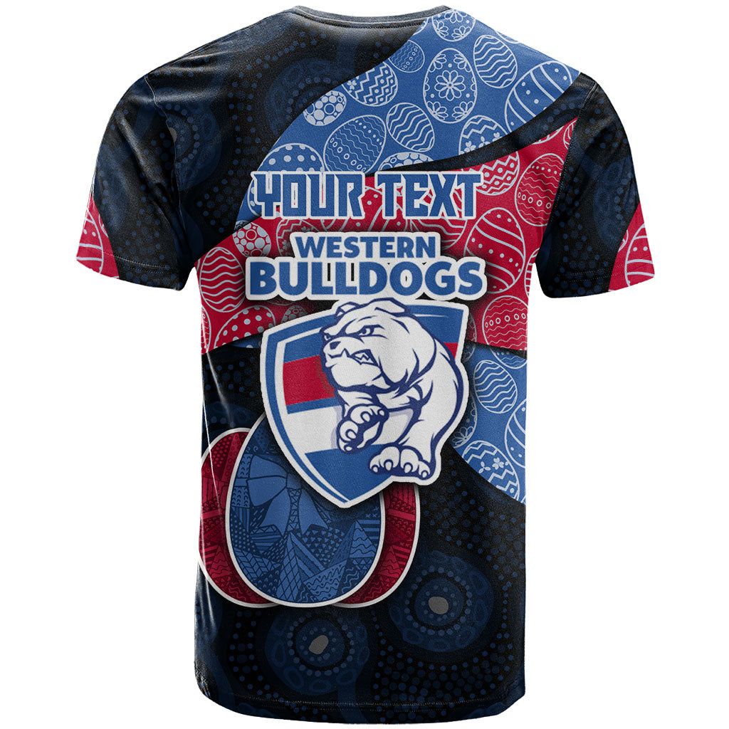 Personalized Western Bulldogs Football T Shirt Easter Egg Pattern Red Blue Tribal Dot Art Style