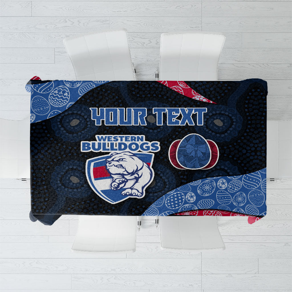 Personalized Western Bulldogs Football Tablecloth Easter Egg Pattern Red Blue Tribal Dot Art Style