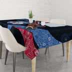 Personalized Western Bulldogs Football Tablecloth Easter Egg Pattern Red Blue Tribal Dot Art Style