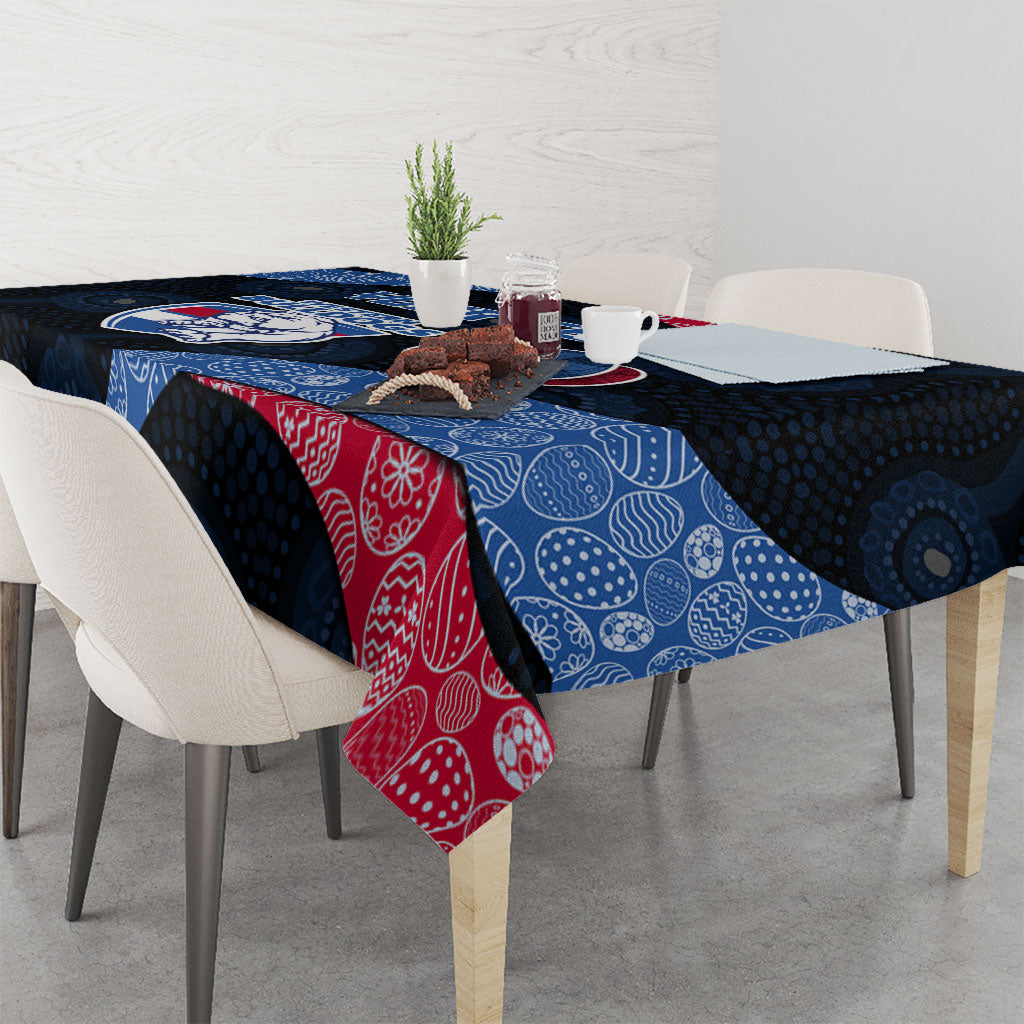 Personalized Western Bulldogs Football Tablecloth Easter Egg Pattern Red Blue Tribal Dot Art Style