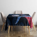 Personalized Western Bulldogs Football Tablecloth Easter Egg Pattern Red Blue Tribal Dot Art Style
