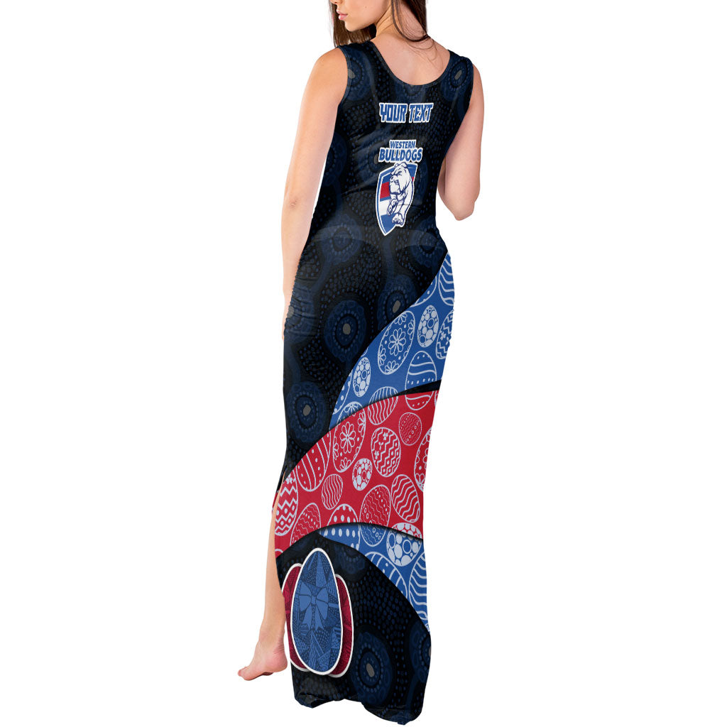 Personalized Western Bulldogs Football Tank Maxi Dress Easter Egg Pattern Red Blue Tribal Dot Art Style