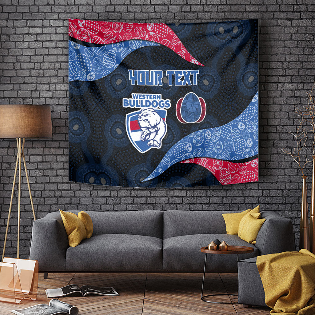 Personalized Western Bulldogs Football Tapestry Easter Egg Pattern Red Blue Tribal Dot Art Style