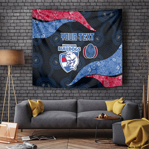 Personalized Western Bulldogs Football Tapestry Easter Egg Pattern Red Blue Tribal Dot Art Style