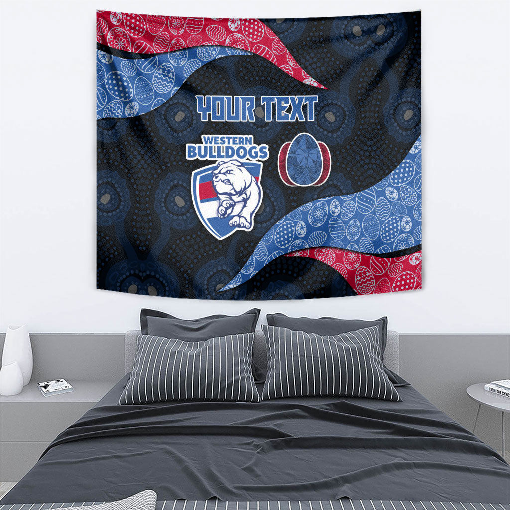 Personalized Western Bulldogs Football Tapestry Easter Egg Pattern Red Blue Tribal Dot Art Style