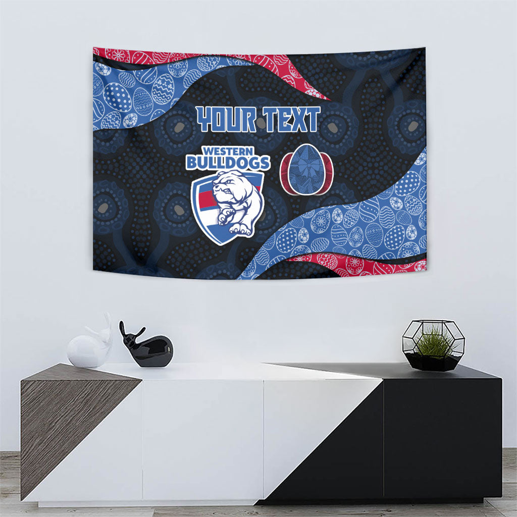 Personalized Western Bulldogs Football Tapestry Easter Egg Pattern Red Blue Tribal Dot Art Style