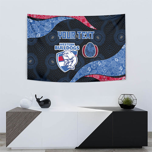 Personalized Western Bulldogs Football Tapestry Easter Egg Pattern Red Blue Tribal Dot Art Style