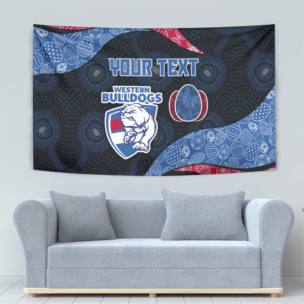 Personalized Western Bulldogs Football Tapestry Easter Egg Pattern Red Blue Tribal Dot Art Style