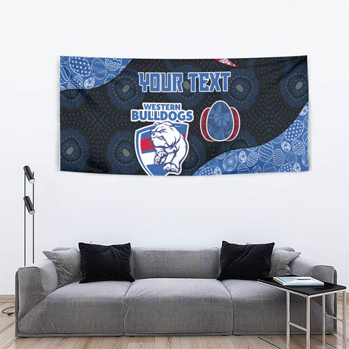 Personalized Western Bulldogs Football Tapestry Easter Egg Pattern Red Blue Tribal Dot Art Style