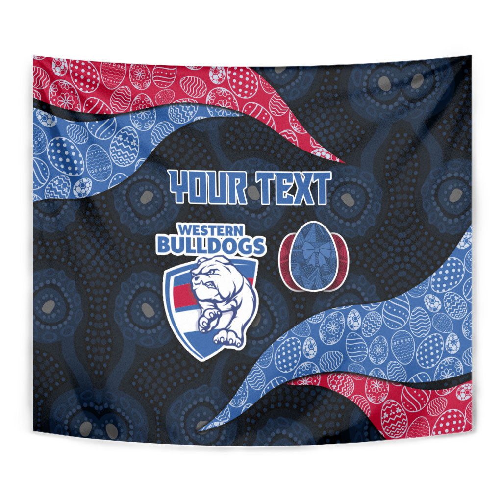 Personalized Western Bulldogs Football Tapestry Easter Egg Pattern Red Blue Tribal Dot Art Style
