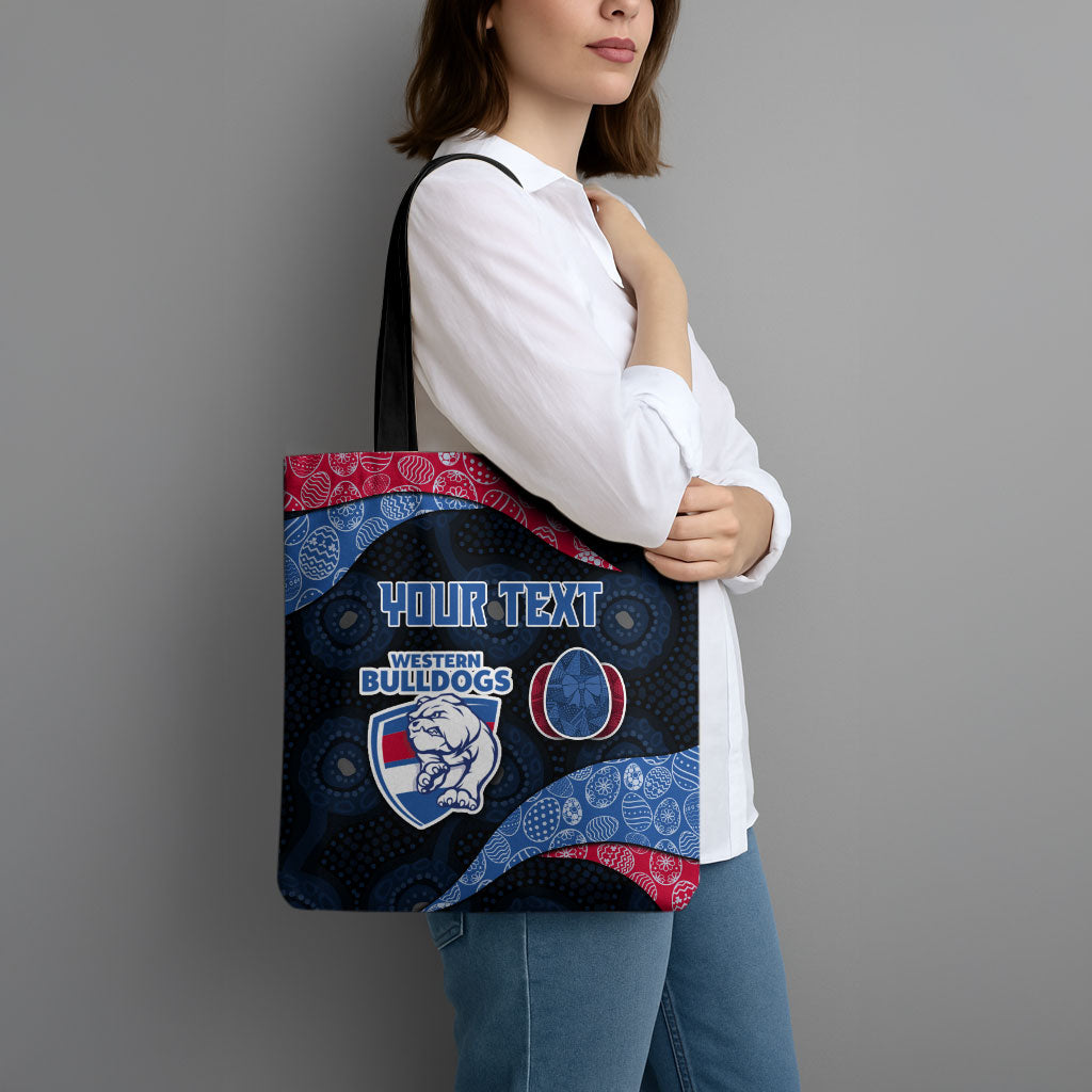 Personalized Western Bulldogs Football Tote Bag Easter Egg Pattern Red Blue Tribal Dot Art Style