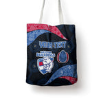 Personalized Western Bulldogs Football Tote Bag Easter Egg Pattern Red Blue Tribal Dot Art Style