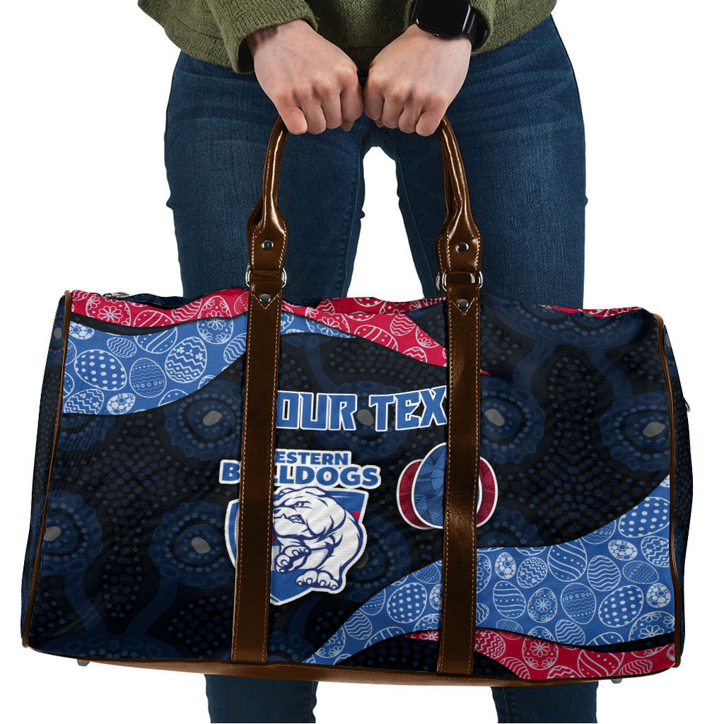 Personalized Western Bulldogs Football Travel Bag Easter Egg Pattern Red Blue Tribal Dot Art Style