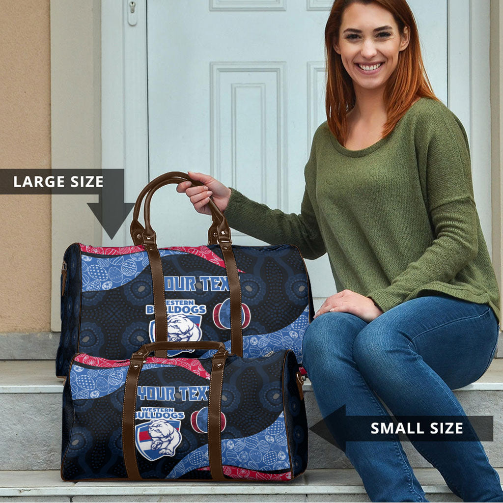 Personalized Western Bulldogs Football Travel Bag Easter Egg Pattern Red Blue Tribal Dot Art Style