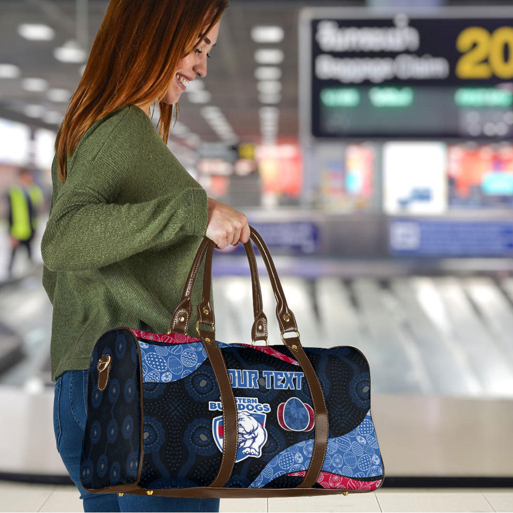 Personalized Western Bulldogs Football Travel Bag Easter Egg Pattern Red Blue Tribal Dot Art Style