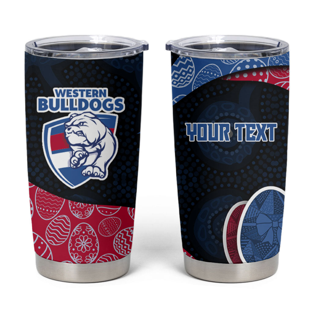 Personalized Western Bulldogs Football Tumbler Cup Easter Egg Pattern Red Blue Tribal Dot Art Style