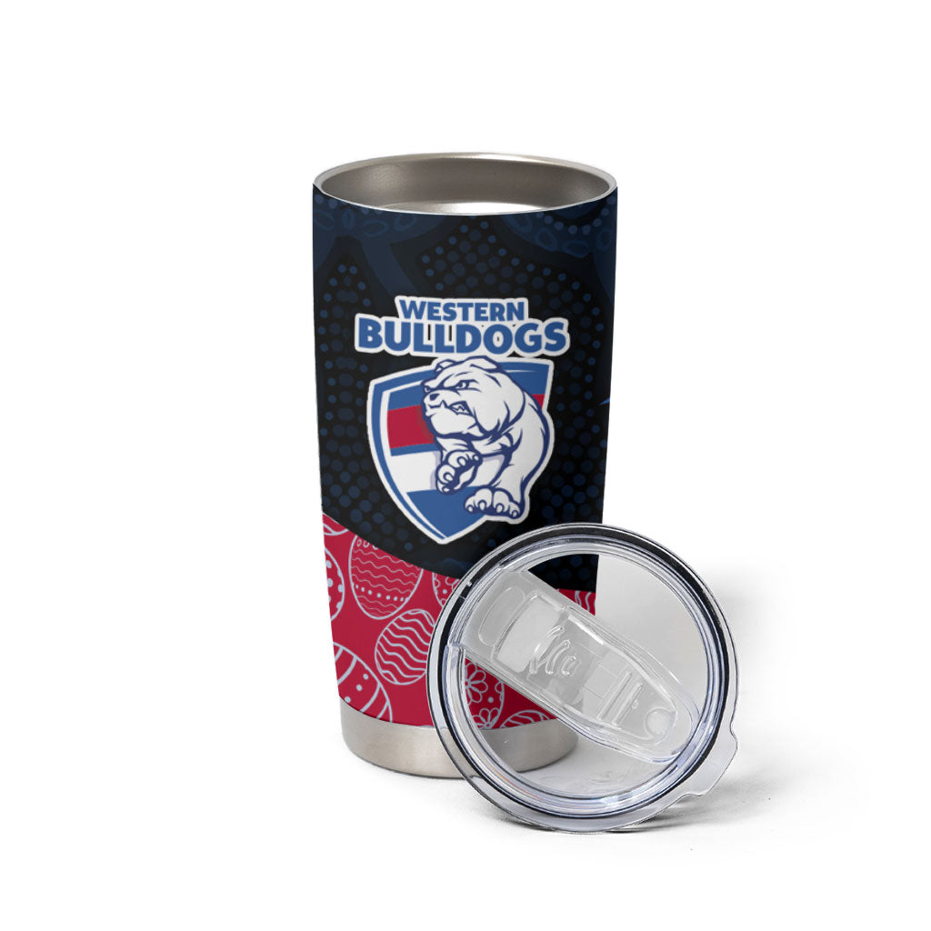 Personalized Western Bulldogs Football Tumbler Cup Easter Egg Pattern Red Blue Tribal Dot Art Style