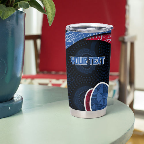Personalized Western Bulldogs Football Tumbler Cup Easter Egg Pattern Red Blue Tribal Dot Art Style